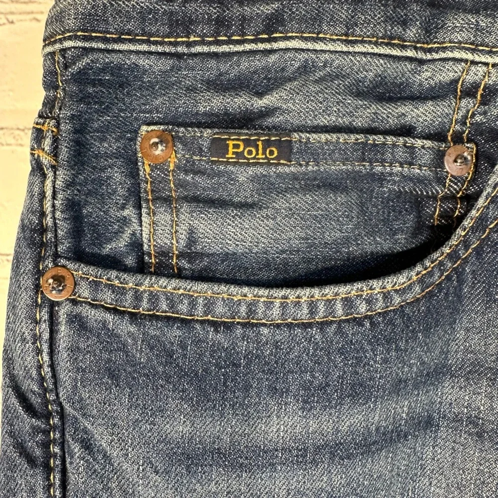 NEW Polo Ralph Lauren Varick Slim Straight Jeans Mens 44x32 Blue Graphic
